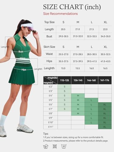 Two Piece Tennis Skirt Set for Women Racerback Color Block High Waisted Pleated Golf Outfits