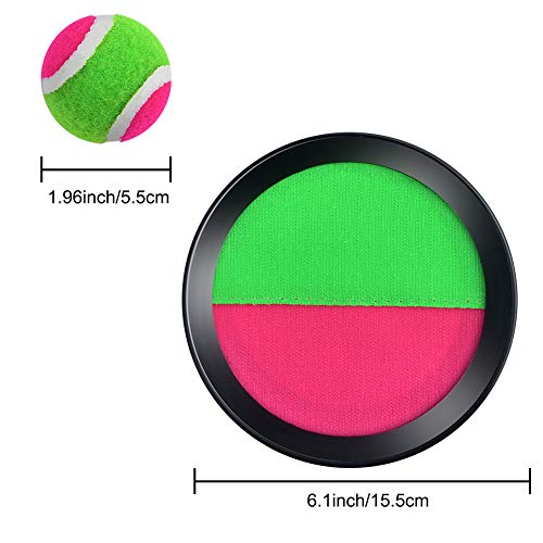 WXJ13 4 Sets Paddle Catch Ball and Toss Game 15.5cm Velcro Catch Ball Set for Sport with a Bag