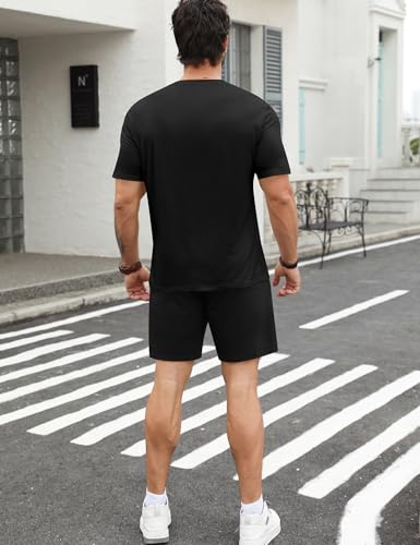 LecGee Men's Hawaiian Short Sleeve Tracksuit Summer T Shirt & Shorts set Aloha Tropical Two Piece Casual Daily Beach