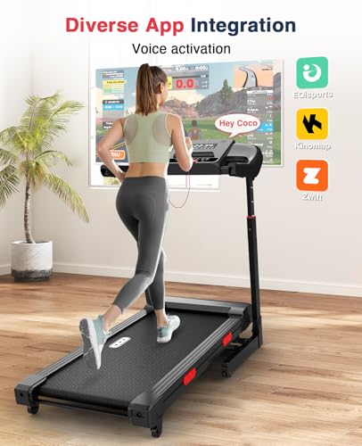 Redliro Treadmill with 15% Auto Incline - 350 lbs Capacity Foldable Running 3.0HP Treadmill for Home - Adjustable Handrail...
