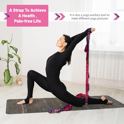 Aozora Yoga Strap Stretching Strap with Loops, Stretch Straps for Physical Therapy, 10 Loops Non-Elastic Exercise Strap fo...