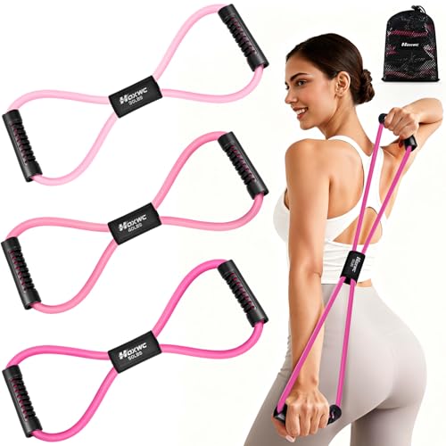 Resistance Bands, Figure 8 Resistance Band, Exercise Bands with Handles, Weights Workout Bands for Arms, Back, Shoulder, L...