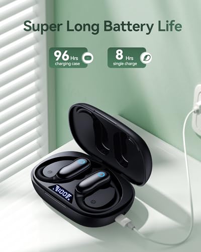 GNMN Active Noise Cancelling Ear Buds Wireless Earbuds 96hrs Playback Bluetooth Headphones Dual Battery Display Stereo Bas...