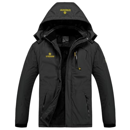 TREKEK Men's Winter Ski Jacket Warm Fleece Waterproof Outdoor Mountain Hiking Windbreaker Hooded Snow Rain Coat