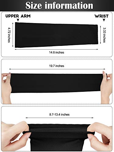 Bememo Unisex UV Protection Sleeves Long Arm Sleeves for Women Cooling Arm Cover for Outdoor(Black,12 Pairs)