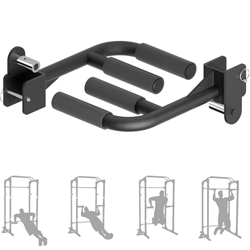HWOOUSA Muti-Grip Dip Bars Attachment for Power Cage with 5/8" or 1" Hole, Non-Slip Wide & Narrow Grip Dips Double Handle...