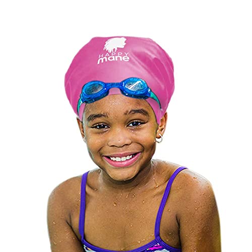 Happy Mane Silicone Swim Cap for Braids and Dreadlocks - Keeps Your Hair Dry While Swimming and Bathing Long Hair, Extensi...