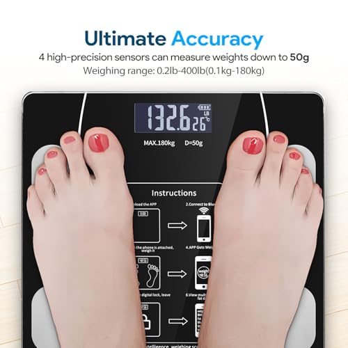 Smart Weighing Scale, Bluetooth Smart Body Fat Scale, accurately Measures Weight, Body Fat Percentage, Muscle Mass Percent...