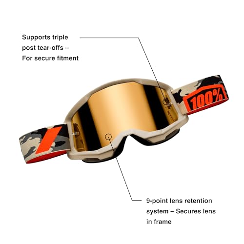 100% STRATA 2 Goggles - Sports Goggles for Motocross & Mountain Biking - Eyewear for Bike Riders - Motocross Goggles for Men