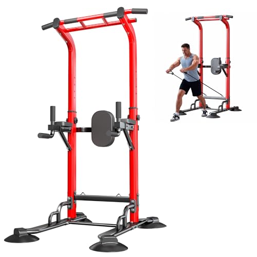 SogesPower Pull Up Bar Station Power Tower,12-Level Adjustable Multi-Function Pull Up Dip Station for Home Gym, Pull Up Ba...