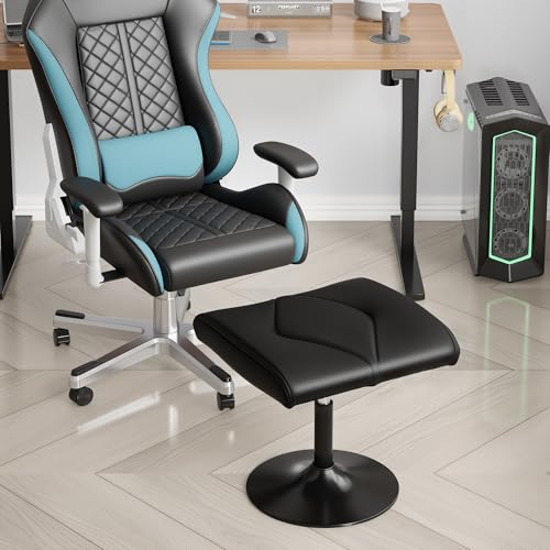 VECELO Foot Rest Under Desk Ottoman, PU Height Adjustable Footrest with Comfort Padding, Leg Rest for Desk for Relieving L...