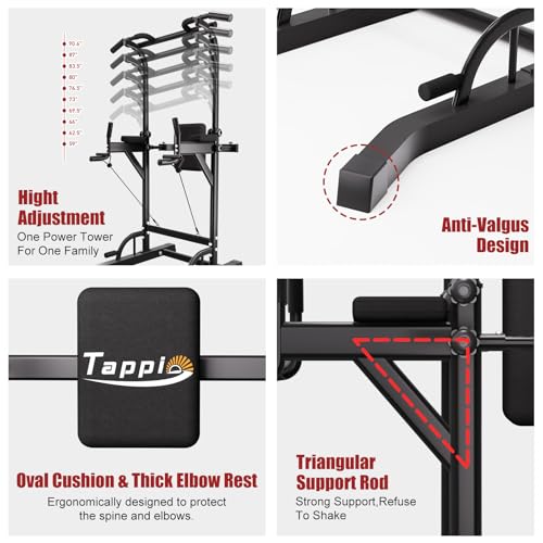 Tappio Power Tower Pull Up Bar for Home Gym, Multi Functional Pull Up Bar Stand Dip Bar Station, Adjustable Height Workout...