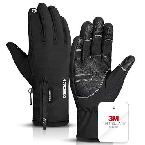 krosa 5-Layer Winter Gloves for Men & Women Made with 3M Thinsulate, -10℉ Waterproof Work Gloves for Cold Weather, Snow Sk...
