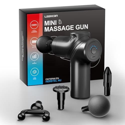 LEERCON Massage Gun Deep Tissue Electric Massagers Mini Massage Gun Travel with 4 Massage Heads Muscle Percussion Massager...