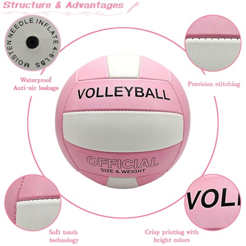 Stavanicen Volleyball Official Size 5 for Indoor Outdoor, Thicker PU Soft Volleyball Kit with Ball Pump for Adults Beach G...