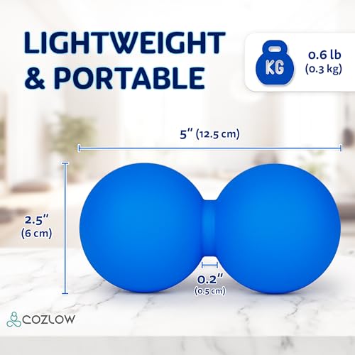COZLOW Double Lacrosse Massage Ball - Cobalt Blue - Peanut Trigger Point Roller for Mobility, Deep Tissue Therapy, Myofasc...