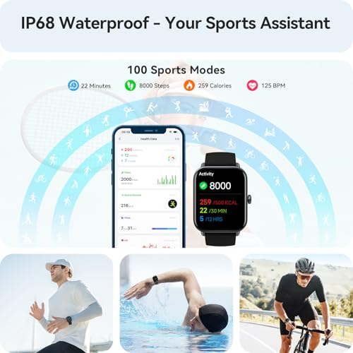 Smart Watch for Men Android & iPhone, Alexa Built-in, 1.8" Touch Screen Fitness Tracker, IP68 Waterproof Heart Rate/Sleep/...