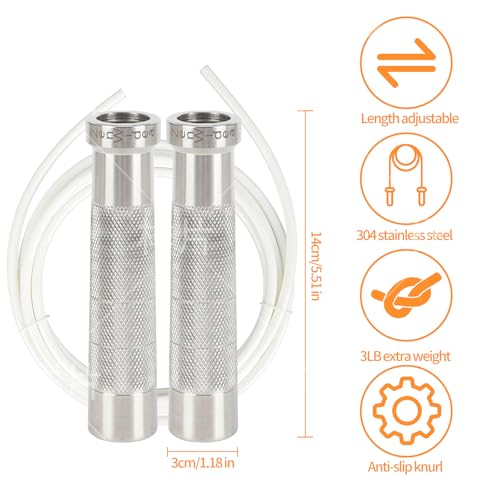Stainless Steel Handle 2LB Weighted Jump Rope for High-Intensity Workout Fitness, Tangle-Free Ball Bearing Speed Jump Rope...