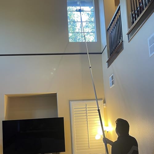 Hicavar 20 Foot High Ceiling Fan Duster with 5-12ft Extension Pole, Extendable Reusable Cobweb, Feather, Window Cleaning S...