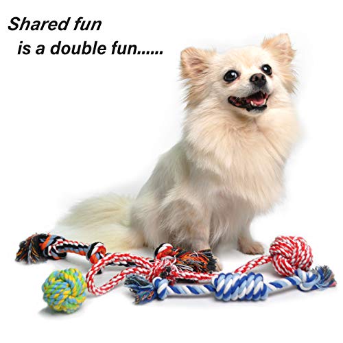 Fida Dog Rope Toys 4 Pack, Puppy Teething Sturdy Cotton Chew Tug Ropes Indoor/Outdoor, Exercise Interactive Tug O'War Toys...