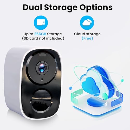 2025 Upgraded 2K Security Cameras Wireless Outdoor, Free Cloud Storage, 1-6 Months Battery Life, Waterproof, 2-Way Talk, A...