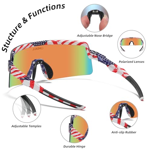 OMEKOL Two Sizes For Adults and Youth Polarized Sunglasses Men Women Outdoor Sport Baseball Glasses UV400 Cycling Eyewear