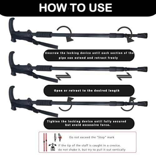 Retractable Trekking Pole Aluminum Alloy Walking Poles Portable Hiking Pole Suitable for Outdoor Activities Such as Mounta...