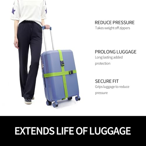 Extra-Long Heavy Duty Luggage Bands | Multi-Pack Suitcase Straps with Sturdy Metal Hooks | Secure Loose Luggage, Organize ...