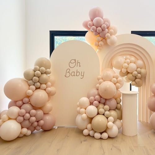 Awenztech 110pcs Nude Balloon Arch Garland Kit, 18 12 10 5 inch Apricot Balloons Different Sizes for Birthday Party Decora...