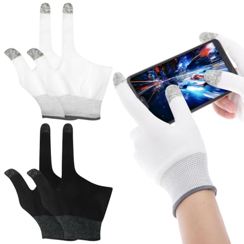 BESPORTBLE 2 Pairs Gaming Finger Gloves - Touchscreen Sleeves for Mobile Gaming, Esports & Free Fire - Breathable Nylon & ...