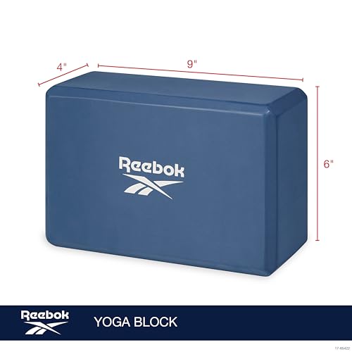 Reebok Solid Yoga Block, 4” x 6” x 9” Yoga Brick with Lightweight Support for Flexibility, Balance & Alignment, Portable F...