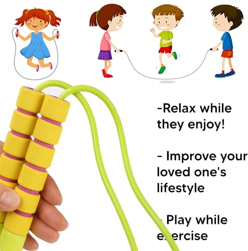 Adjustable Soft Skipping Rope with Skin-Friendly Foam Handles for Kids, Children, Students and Adults, Fitness Jump Rope F...