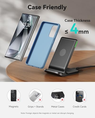 INIU Wireless Charger, 15W Fast Qi Certified Wireless Charging Station with Sleep-Friendly Adaptive Light Compatible with ...