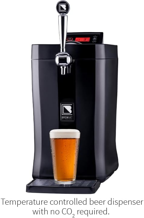 BrewFlo Beer Dispenser | CO2-Free Draft System for Home Use | Includes Two 5L Kegs | Adjustable Flow and Temperature (32°F-50°F) | Compact Size, Chrome Tap, LCD Display | Perfect for Home Brewers