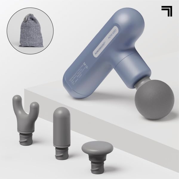 Sharper Image Powerboost Move Aero 3.0 – Mini Percussion Massage Gun| Updated Soft-Touch Design, Carrying Bag, 4 Nodes| Po...