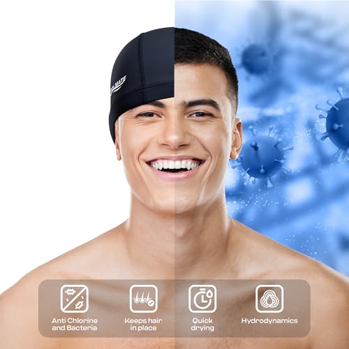 COOLMATE Fabric Swim Cap for Adult Women Men Kid, Silicone Water Resistant Layer, Cloth Swim Cap Gifts for Swimmers, Light...