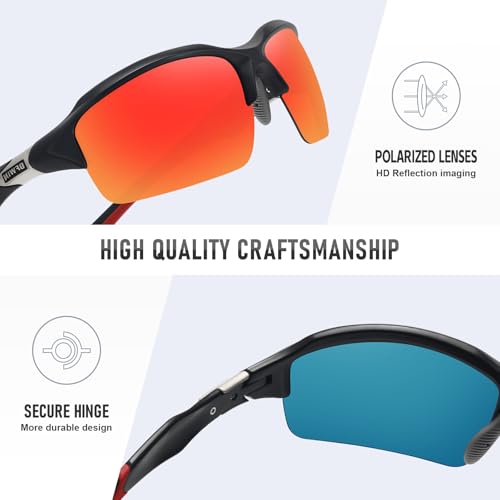 Ofwin Polarized Sports Sunglasses for Men Women Wrap Around Half Frame Cycling Fishing Bike Running Sun Glasses UV Protection