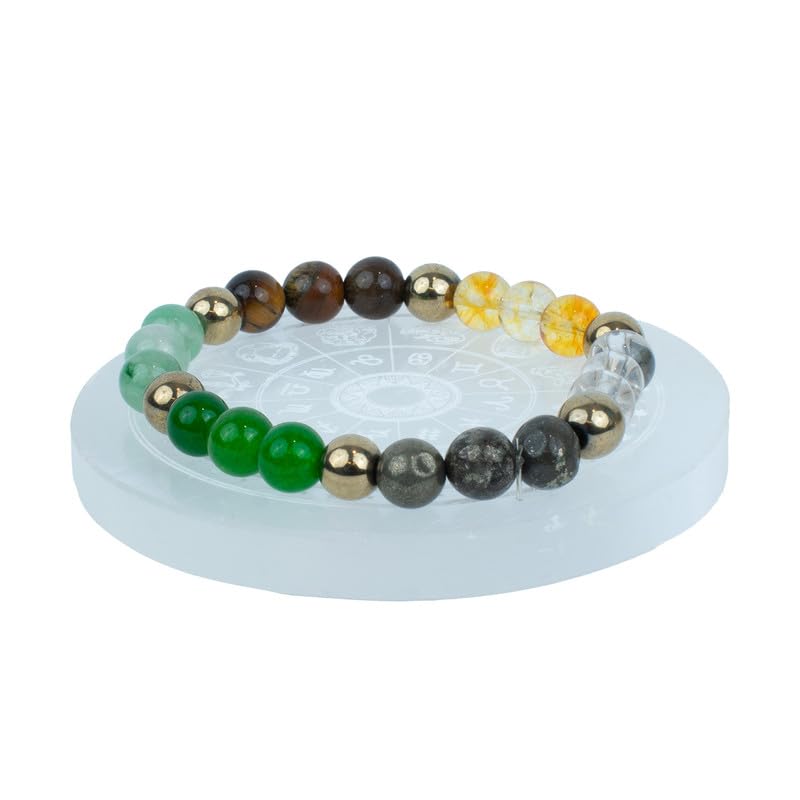 Astrotalk Sampurn Dhan Combo | Dhan Yog Bracelet with Selenite Plate | Manifest Wealth with Citrine, Jade, Tiger Eye & Pyrite Stone | Bracelet for Man & Woman | Gift Items for Women & Men