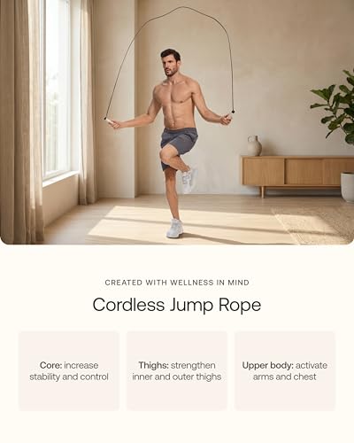 BetterMe Cordless Jump Rope with Counter - Tracks Jump Count & Workout Duration - Height Adjustable Jump Rope for Women an...