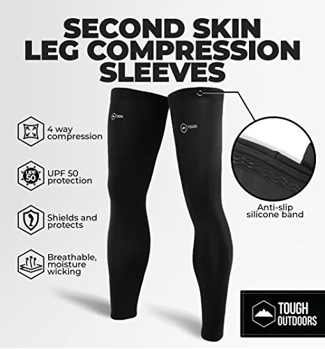 Tough Outdoors Leg Compression Sleeve - Leg Sleeves for Men & Women - Compression Calf Sleeves - Basketball Football Cycling
