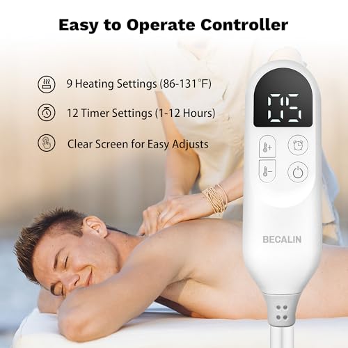 Massage Table Warmer Heating Pad Professional SPA Massage Bed Warmer with 12 Timer & 9 Heat Settings & Overheat Protection...