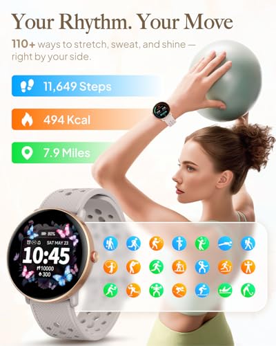 Smart Watch for Women Men, for Android iOS with Sleep Monitor, Pedometer Fitness Tracker, Bluetooth Call, IP68 Waterproof,...