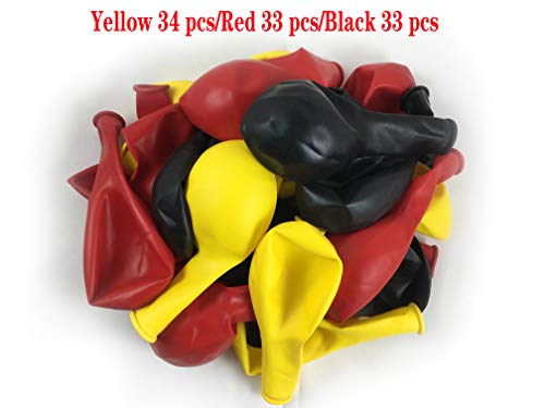 KADBANER Red Yellow Black Balloons,100 Pack 12 Inch Latex Balloons