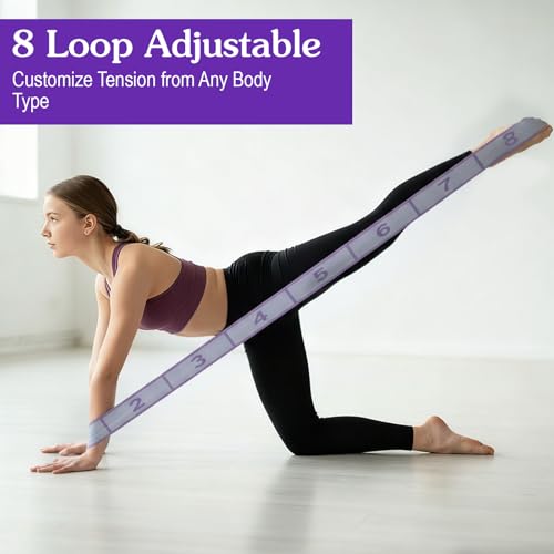 Stretch Strap for Girls Elastic Gymnastics Stretching Ballet Dance Band with 8 Loops, Adjustable Exercise Training Resista...