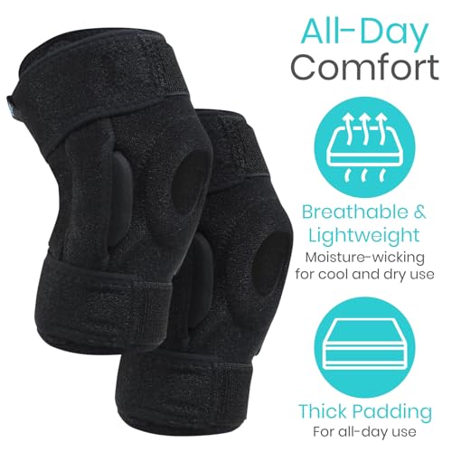 Vive Hinged Knee Brace (2 Pack) - Relieves ACL, MCL, Meniscus Tear - Lightweight, Comfortable, Breathable Open Patella Wra...