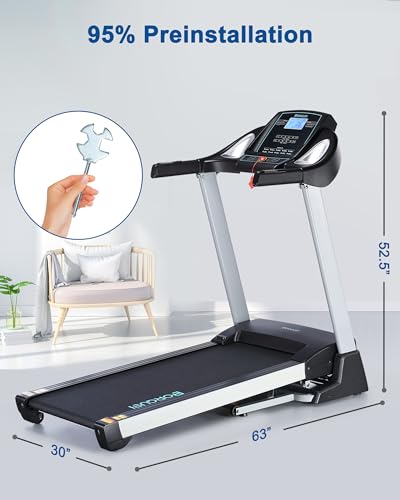 Treadmill with Auto Incline, BORGUSI Heavy Duty Treadmill for Home, Wide Belt