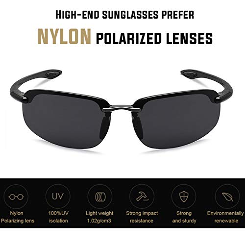 JULI Sports Sunglasses for Men Women Tr90 Rimless Frame for Running Fishing Baseball Driving MJ8001