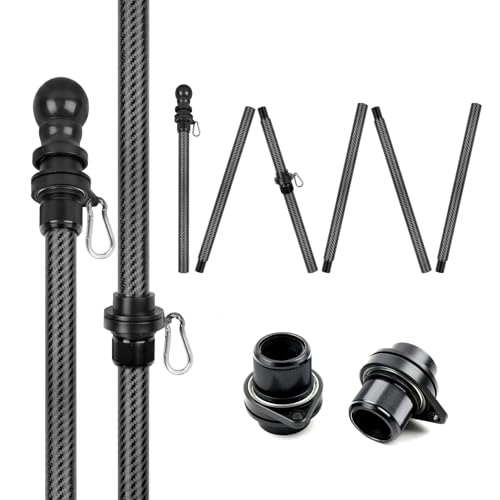 HIBLE 8 Foot Black Flag Pole 1 Inch Carbon Fiber Flag Pole for House Porch with Built-in Smooth Bearings Spinners (6 Secti...