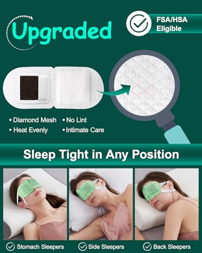 16 Packs Steam Eye Masks for Dry Eyes, Self Heating Warm Compress for Eyes Fatigue & Puffiness Relief, Disposable Heated E...
