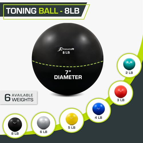 ProsourceFit Weighted Toning Exercise Balls for Pilates, Yoga, Strength Training and Physical Therapy, 2 lb to 8 lb, Color...